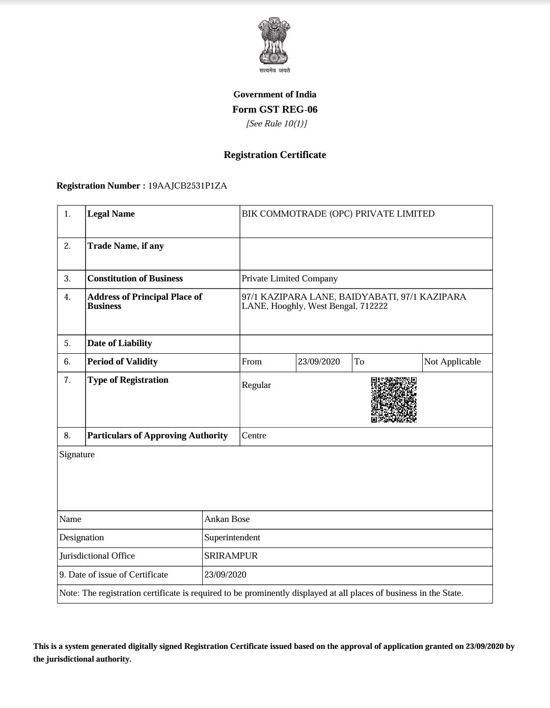 GST certificate